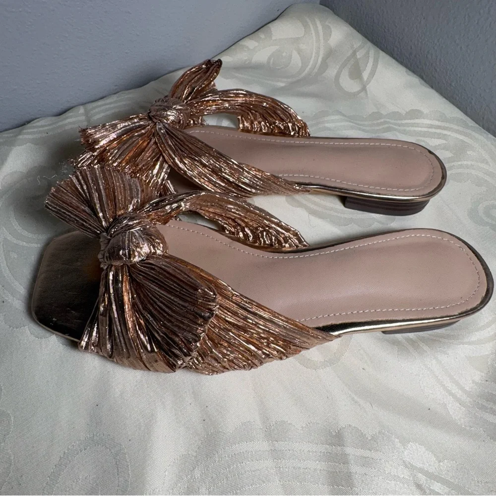 Journee Collection Metallic Bow Sandals